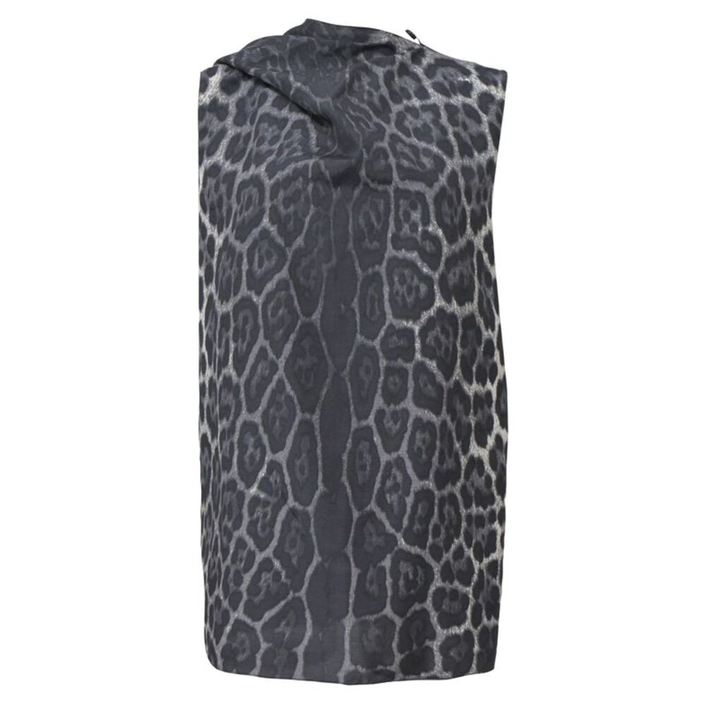 Yves Saint Laurent Printed Sleeveless Blouse in Animal Print Silk